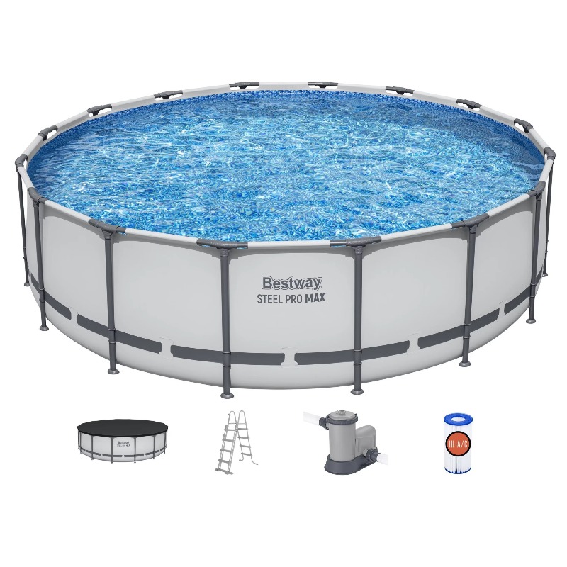 Pool Ladder Above Ground - Steel Pro MAX Aufstellpool, Runder Metallrahmen-Außenpool-Set