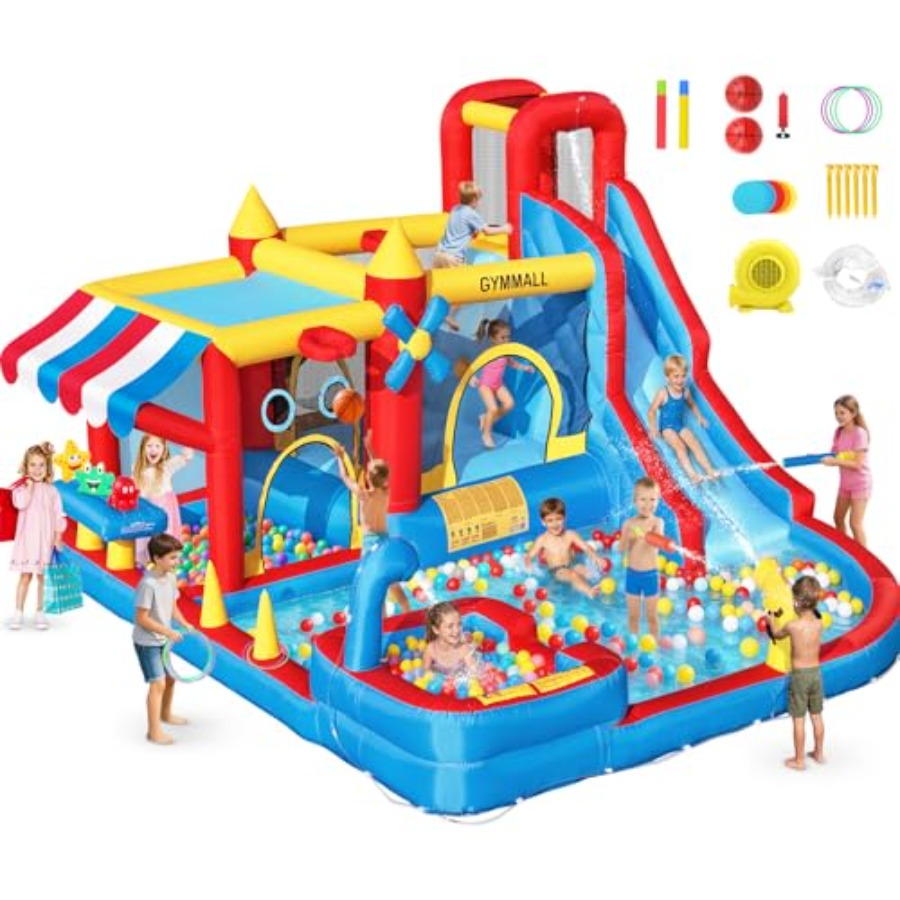 Water Slide Inflatable - Outdoor/Indoor 10-in-1 Wasserrutschenpark mit 550 W